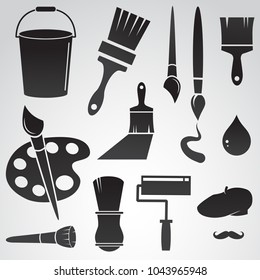Paint brush vector icon on white background.