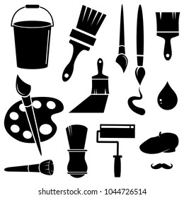 Paint brush vector icon on white background.