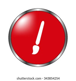 Paint brush - vector icon on the  red button