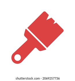 Dibujar icono vectorial de pincel. Símbolo rojo