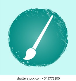 paint brush vector icon - round button