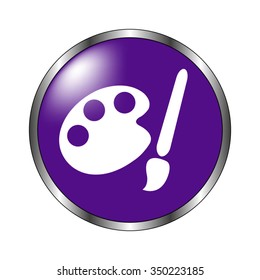 Paint brush - vector icon; violet button