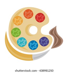 Paint and brush. Vector illustration.