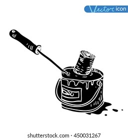 Paint brush, vector illustration, black