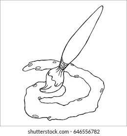 Paint brush. Vector illustration of brush with paint. Hand drawn brush for drawing.
