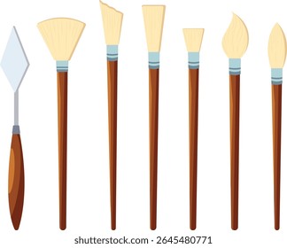 Paint brush vector illustration. A set of brushes for graphic and web design isolated on a white background. Art supplies, accessories for creativity and hobbies.