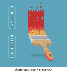 Paint brush vector illustration with text. Painted wall flat design.