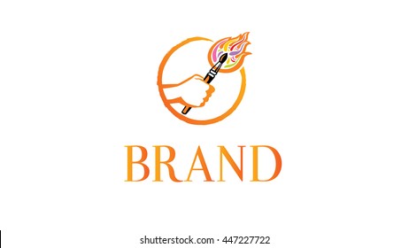 Paint brush vector logo template