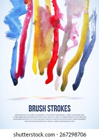 Paint brush vector watercolor background. Abstract stain watercolors colors wet on dry paper