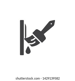 Paint brush and wall vector icon. filled flat sign for mobile concept and web design. Wall painting glyph icon. Symbol, logo illustration. Vector graphics