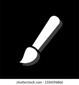 Paint brush. White flat simple icon with shadow