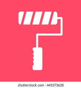Paint Brush  white icon on magenta color background. Eps-10.