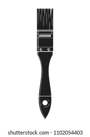 Paint brush with a wooden handle. Paintbrush black-and-white icon. Brush for applying paint. Vector illustration