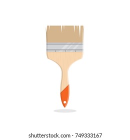 Paint brush for working with paints during repair or construction. Colored brush icon flat vector illustration.