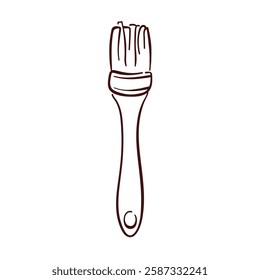 Paint brush working tool logo in line art style. Construction and Manufacturing equipment design isolated on a white background.