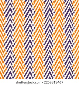 Paint brush zigzag lines. Hand drawn seamless pattern. Jagged stripes motif. Wavy linear ornament. Chevrons wallpaper. Striped backdrop. Geometric digital paper. Ethnic textile print. Tribal design.