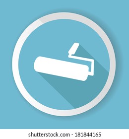Paint brush,Blue button,vector