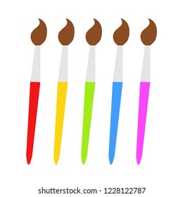 Paint brushes. Collection of multicolored paint brushes. Vector illustration. EPS 10.
