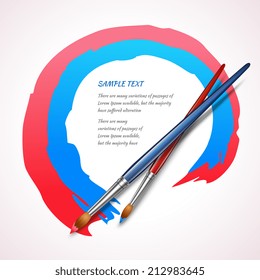 Paint brushes color frame artistic design background template vector illustration