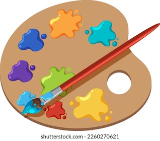 Paint brushes and color palette illustration