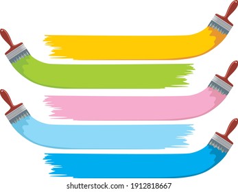 Paint Brushes with colorful set vector illustration