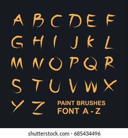 Paint brushes font. Vector alphabet Set. Vector Illustration Eps. 10