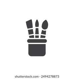 Paint brushes in a holder vector icon. filled flat sign for mobile concept and web design. Paint Brushes glyph icon. Symbol, logo illustration. Vector graphics