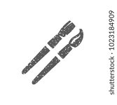 Paint brushes icon in grunge texture. Vintage style vector illustration.