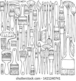 paint brushes ink set line collection	