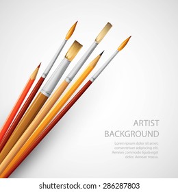 Paint brushes isolated on the white background. Vector illustration