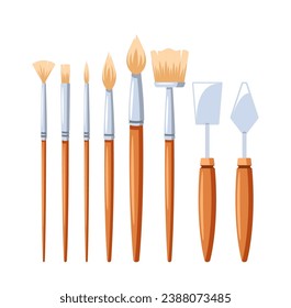 Paint Brushes And Palette Knives, Essential Tools For Artists, Come Alive With Vibrant Bristles And Sharp Edges