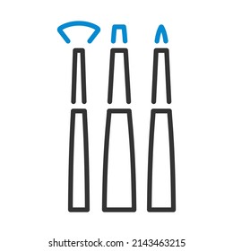 Paint Brushes Set Icon. Editable Bold Outline With Color Fill Design. Vector Illustration.