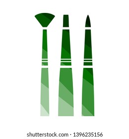Dibujar Pinceles Establecer icono. Diseño de la escalera de color plana. Ilustración vectorial.