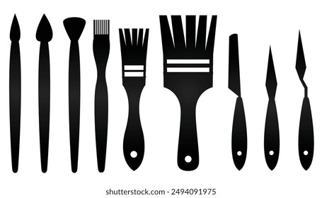 paint brushes silhouette. paint brushes flat icon 
