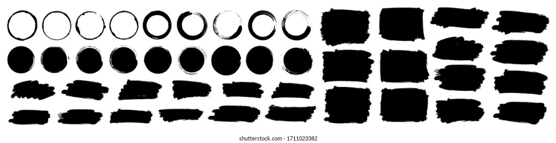 Paint brushes strokes mega set. Vector illustration