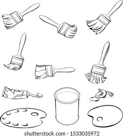 paint brushes, various brush images, graphics, illustration, symbol