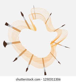 Paint brushes vector creavie draw logo, logotype for painter,  drawing school and designer. 