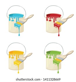 paint brushes and paint vector illustration