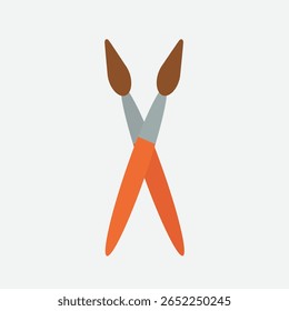 Pincéis Vetor - ilustração vetorial de dois pincéis cruzados, ideal para temas de arte, pintura, criatividade, educação e hobby artístico