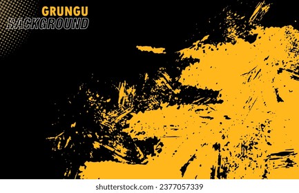Paint brushstroke abstract background with black and yellow.