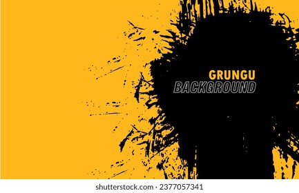 Paint brushstroke abstract background with black and yellow.