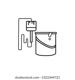 Paint bucket and brush icon. Flat color design. Vector illustration.