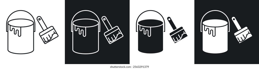 Paint bucket and paint brush icon pack for app and website ui designs.