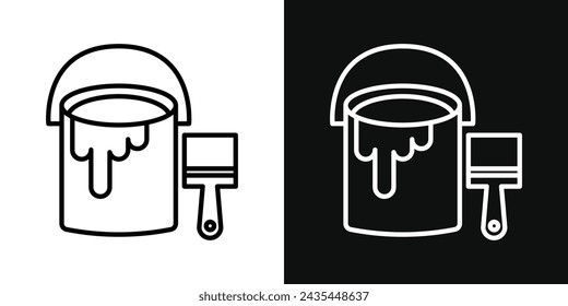 Paint Bucket and Paint Brush Icon Set. Vector Illustration