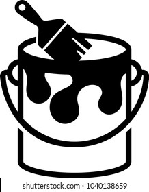Paint Bucket And Brush Icon Vector Art Illustration