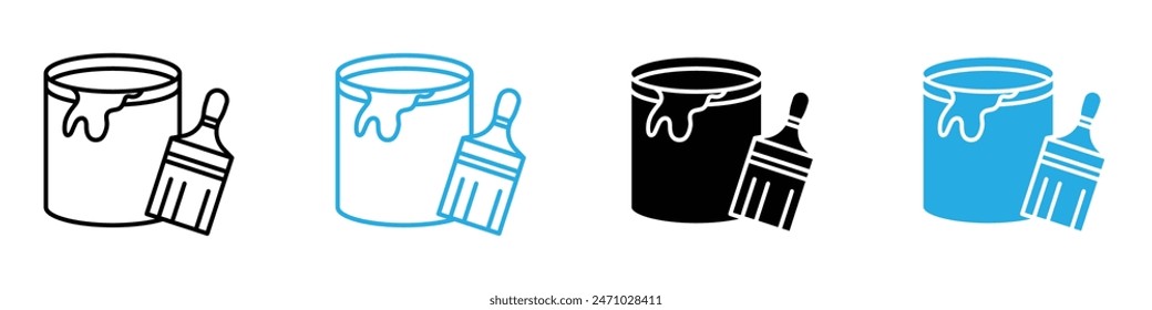 Paint bucket and paint brush icon vector set collection for web