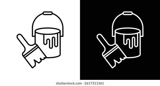 Paint bucket and paint brush icon vector for web and mobile app. Symbol isolated.