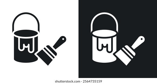 Paint bucket and paint brush icons in flat syle