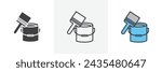 Paint Bucket and Paint Brush Isolated Line Icon Style Design. Simple Vector Illustration