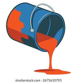 Lata de tinta com pincel isolado ilustração vetorial no fundo branco